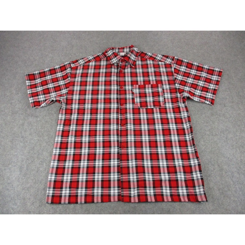 Caltop Shirt Mens Large Red White Button‎ Up Short Sleeve Pocket OG Chicano Vato